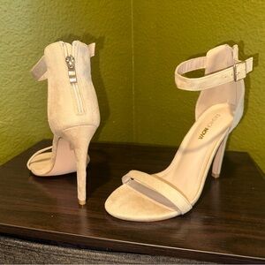 Fashion Nova Nude Ankle Strap Heels